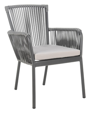 Safavieh PAOLO Modern Grey Rope Chair with Cushion - Stylish Outdoor Seating for Patios & Balconies PAT4024A-SET2