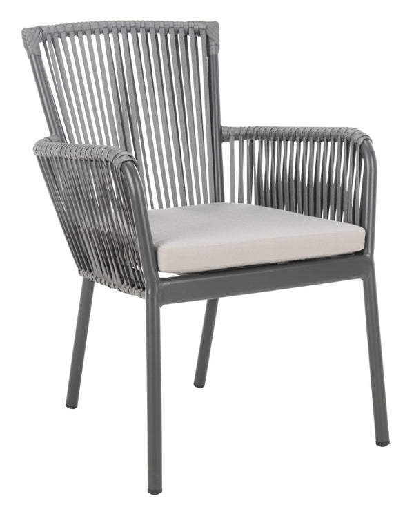 Safavieh PAOLO Modern Grey Rope Chair with Cushion - Stylish Outdoor Seating for Patios & Balconies PAT4024A-SET2