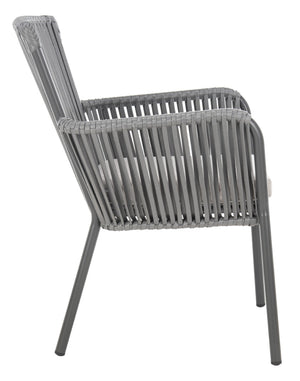 Safavieh PAOLO Modern Grey Rope Chair with Cushion - Stylish Outdoor Seating for Patios & Balconies PAT4024A-SET2