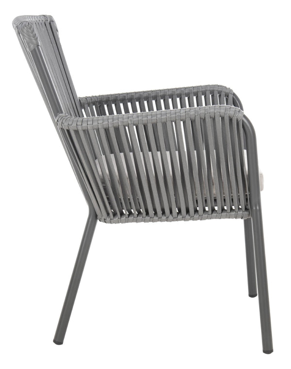 Safavieh PAOLO Modern Grey Rope Chair with Cushion - Stylish Outdoor Seating for Patios & Balconies PAT4024A-SET2