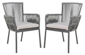 Safavieh PAOLO Modern Grey Rope Chair with Cushion - Stylish Outdoor Seating for Patios & Balconies PAT4024A-SET2