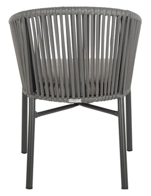 Safavieh KOFI Modern Rope Chair in Grey with Cushioned Seat - Stylish Outdoor Seating for Patios & Decks PAT4025A-SET2