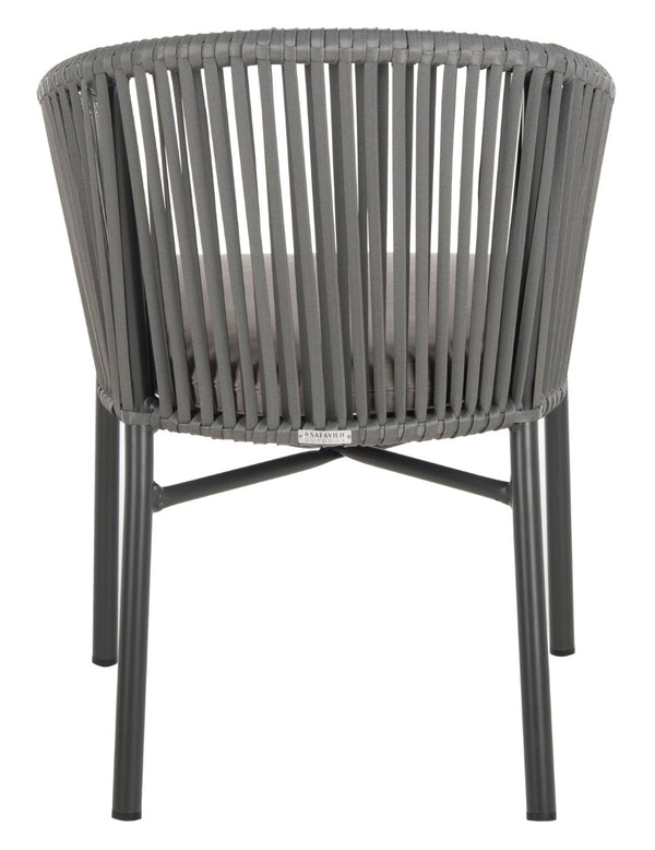 Safavieh KOFI Modern Rope Chair in Grey with Cushioned Seat - Stylish Outdoor Seating for Patios & Decks PAT4025A-SET2