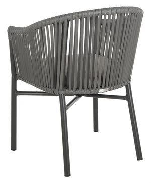 Safavieh KOFI Modern Rope Chair in Grey with Cushioned Seat - Stylish Outdoor Seating for Patios & Decks PAT4025A-SET2