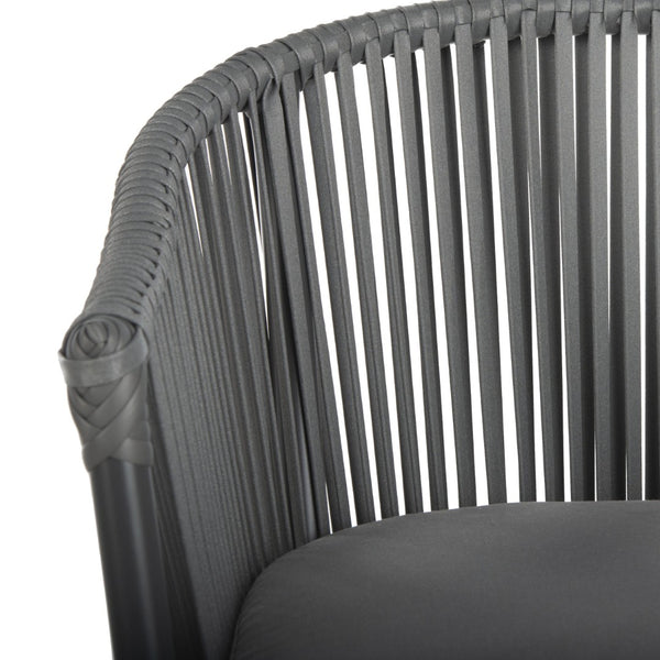 Safavieh KOFI Modern Rope Chair in Grey with Cushioned Seat - Stylish Outdoor Seating for Patios & Decks PAT4025A-SET2