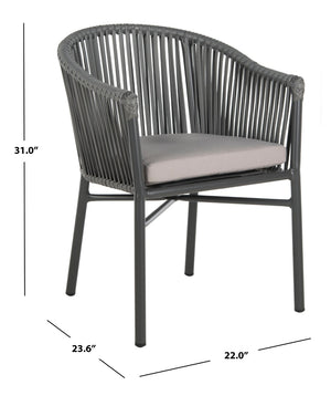 Safavieh KOFI Modern Rope Chair in Grey with Cushioned Seat - Stylish Outdoor Seating for Patios & Decks PAT4025A-SET2