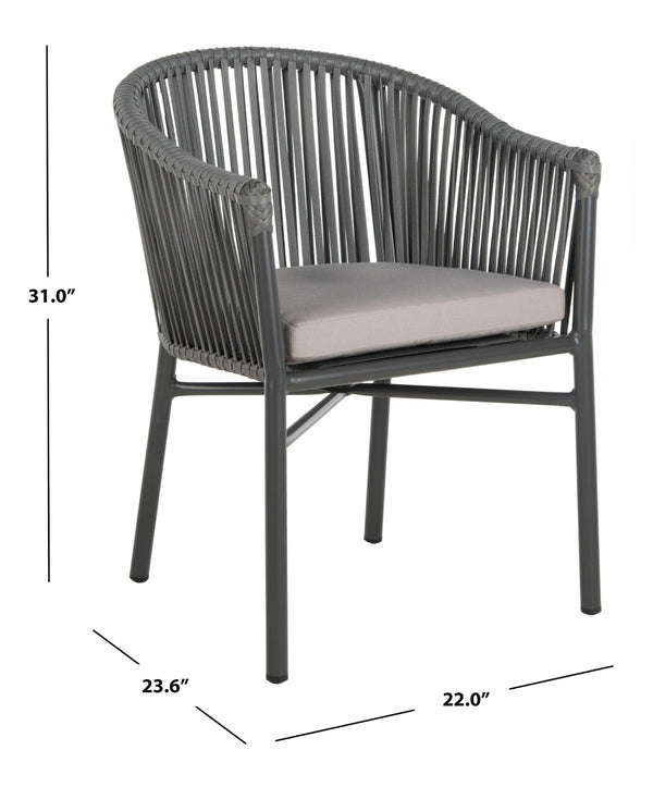 Safavieh KOFI Modern Rope Chair in Grey with Cushioned Seat - Stylish Outdoor Seating for Patios & Decks PAT4025A-SET2
