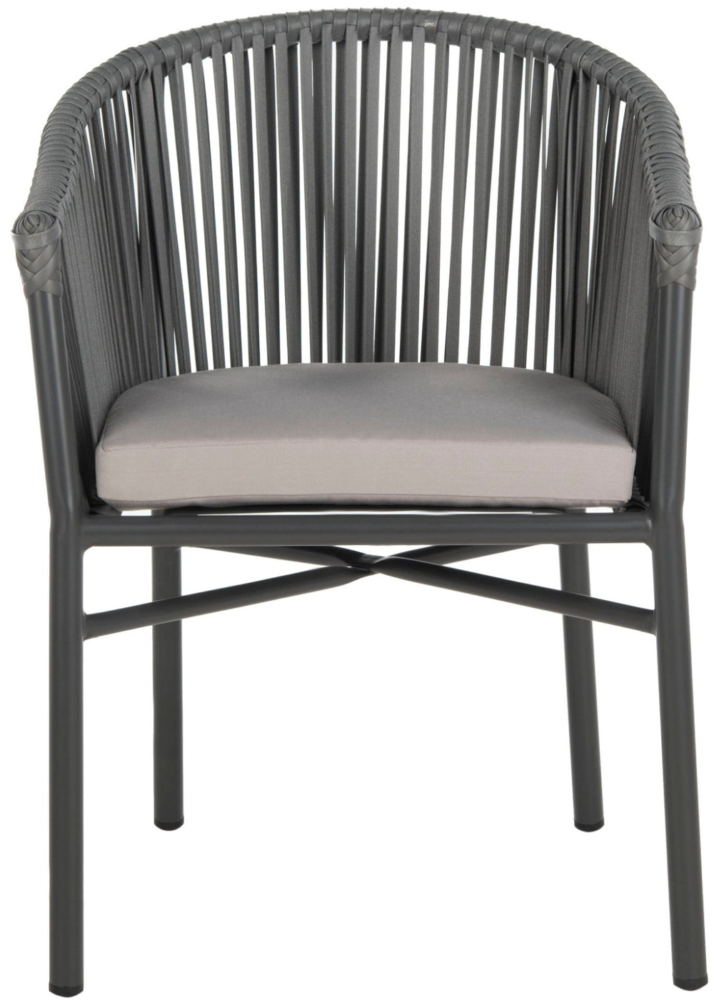 Safavieh KOFI Modern Rope Chair in Grey with Cushioned Seat - Stylish Outdoor Seating for Patios & Decks PAT4025A-SET2