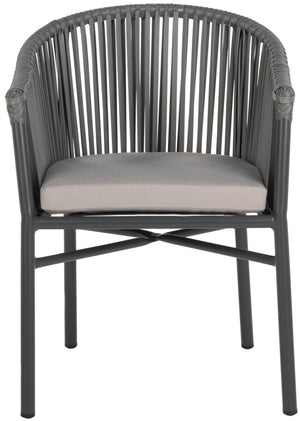 Safavieh KOFI Modern Rope Chair in Grey with Cushioned Seat - Stylish Outdoor Seating for Patios & Decks PAT4025A-SET2