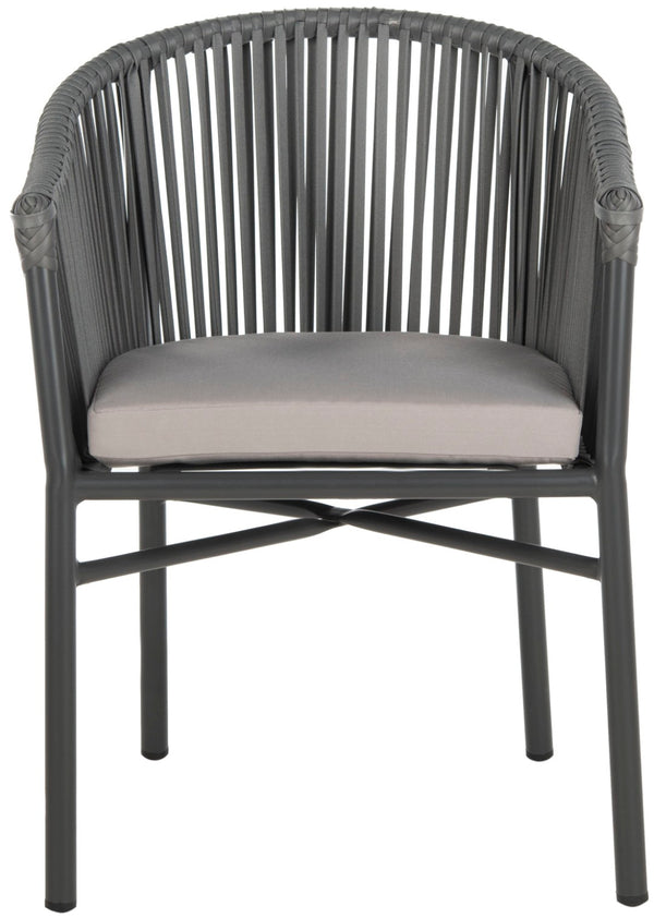 Safavieh KOFI Modern Rope Chair in Grey with Cushioned Seat - Stylish Outdoor Seating for Patios & Decks PAT4025A-SET2