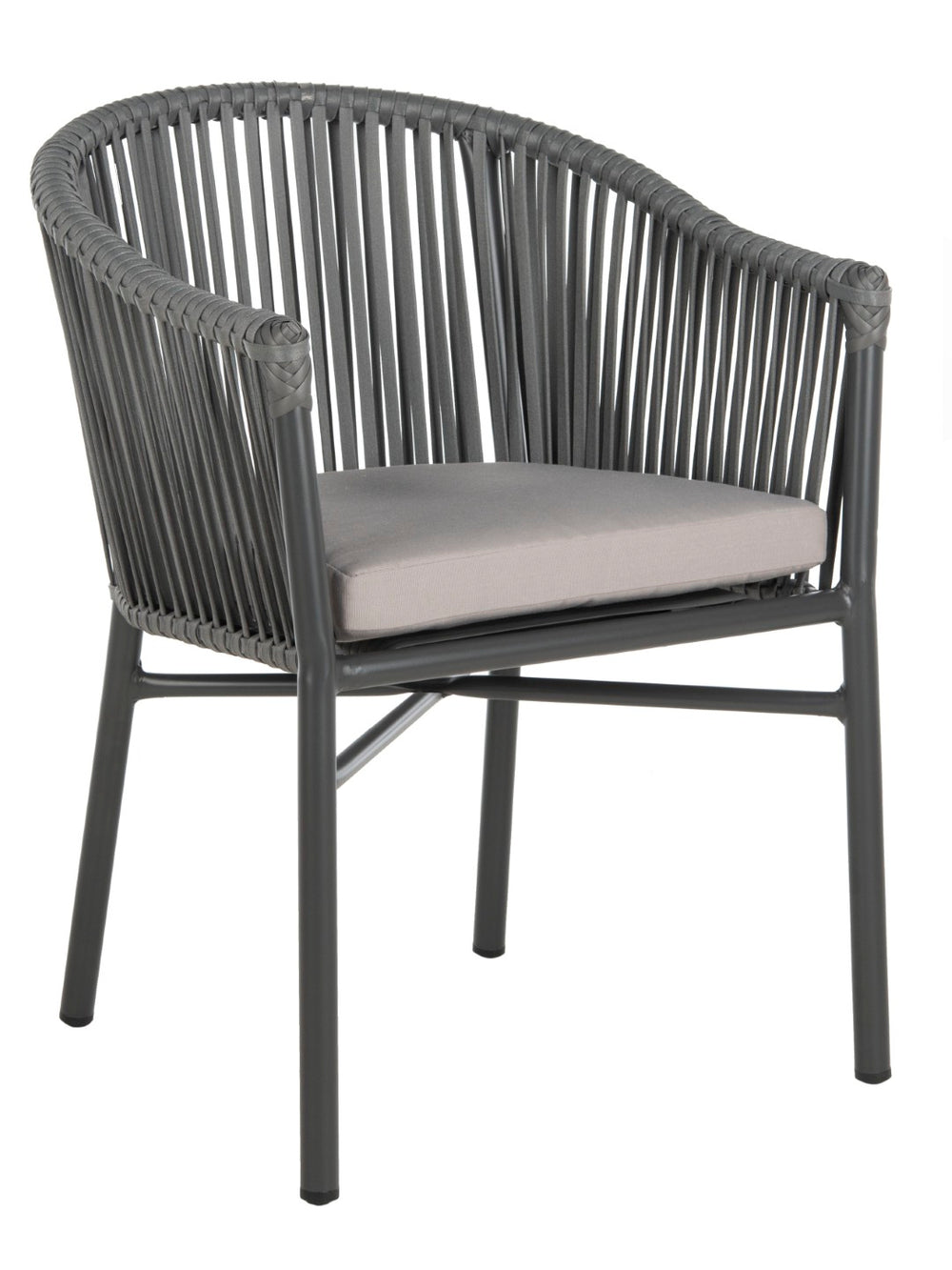 Safavieh KOFI Modern Rope Chair in Grey with Cushioned Seat - Stylish Outdoor Seating for Patios & Decks PAT4025A-SET2