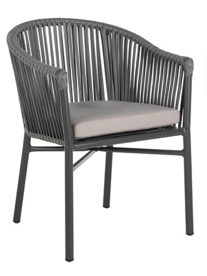 Safavieh KOFI Modern Rope Chair in Grey with Cushioned Seat - Stylish Outdoor Seating for Patios & Decks PAT4025A-SET2