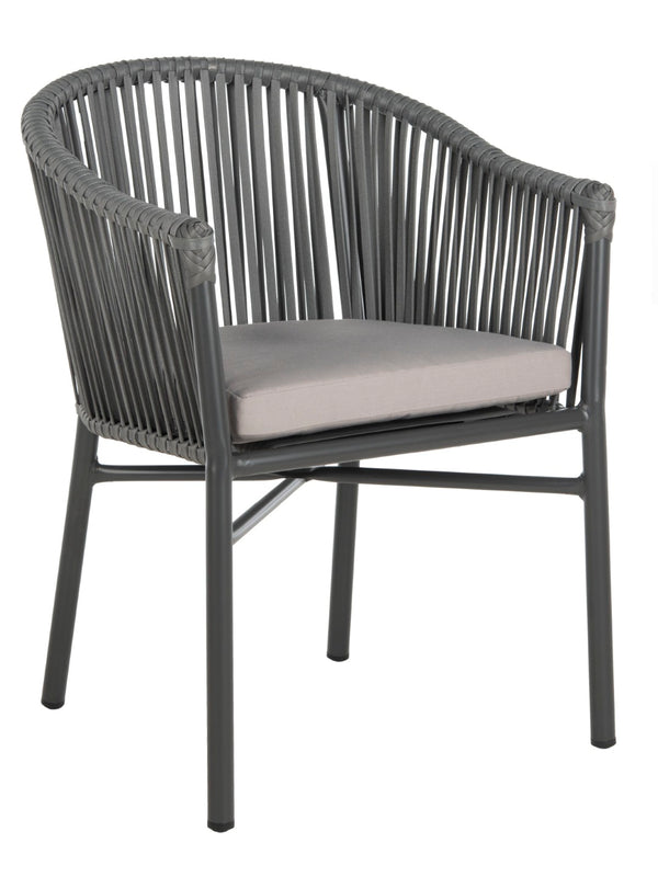 Safavieh KOFI Modern Rope Chair in Grey with Cushioned Seat - Stylish Outdoor Seating for Patios & Decks PAT4025A-SET2
