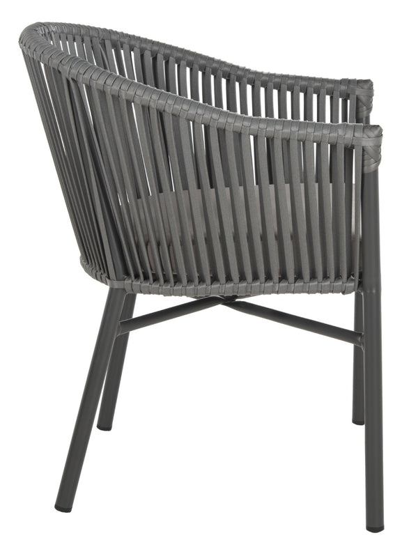 Safavieh KOFI Modern Rope Chair in Grey with Cushioned Seat - Stylish Outdoor Seating for Patios & Decks PAT4025A-SET2