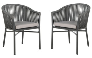 Safavieh KOFI Modern Rope Chair in Grey with Cushioned Seat - Stylish Outdoor Seating for Patios & Decks PAT4025A-SET2