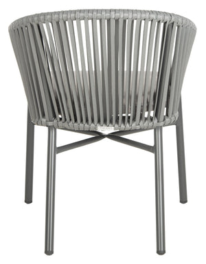 Safavieh STEFANO Contemporary Rope Chair - Grey with Cushions, Perfect for Stylish Outdoor Gatherings! PAT4026A-SET2