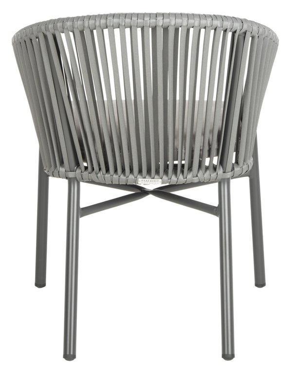 Safavieh STEFANO Contemporary Rope Chair - Grey with Cushions, Perfect for Stylish Outdoor Gatherings! PAT4026A-SET2