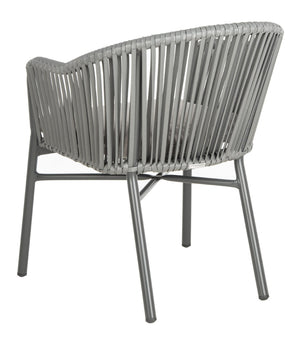 Safavieh STEFANO Contemporary Rope Chair - Grey with Cushions, Perfect for Stylish Outdoor Gatherings! PAT4026A-SET2