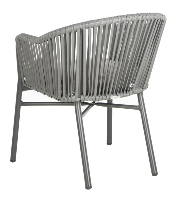 Safavieh STEFANO Contemporary Rope Chair - Grey with Cushions, Perfect for Stylish Outdoor Gatherings! PAT4026A-SET2