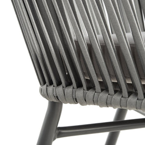 Safavieh STEFANO Contemporary Rope Chair - Grey with Cushions, Perfect for Stylish Outdoor Gatherings! PAT4026A-SET2