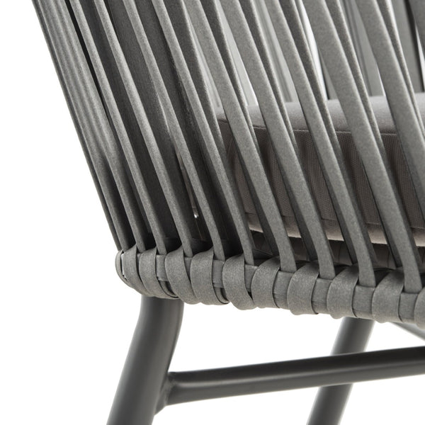 Safavieh STEFANO Contemporary Rope Chair - Grey with Cushions, Perfect for Stylish Outdoor Gatherings! PAT4026A-SET2