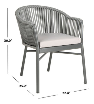 Safavieh STEFANO Contemporary Rope Chair - Grey with Cushions, Perfect for Stylish Outdoor Gatherings! PAT4026A-SET2
