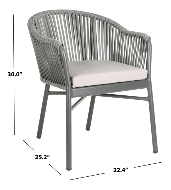 Safavieh STEFANO Contemporary Rope Chair - Grey with Cushions, Perfect for Stylish Outdoor Gatherings! PAT4026A-SET2