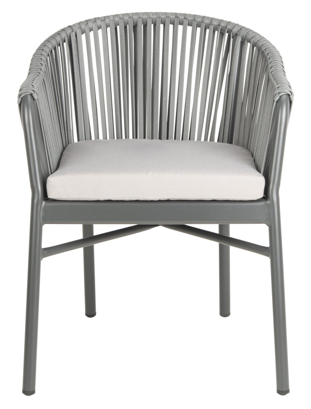 Safavieh STEFANO Contemporary Rope Chair - Grey with Cushions, Perfect for Stylish Outdoor Gatherings! PAT4026A-SET2
