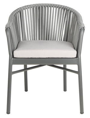 Safavieh STEFANO Contemporary Rope Chair - Grey with Cushions, Perfect for Stylish Outdoor Gatherings! PAT4026A-SET2