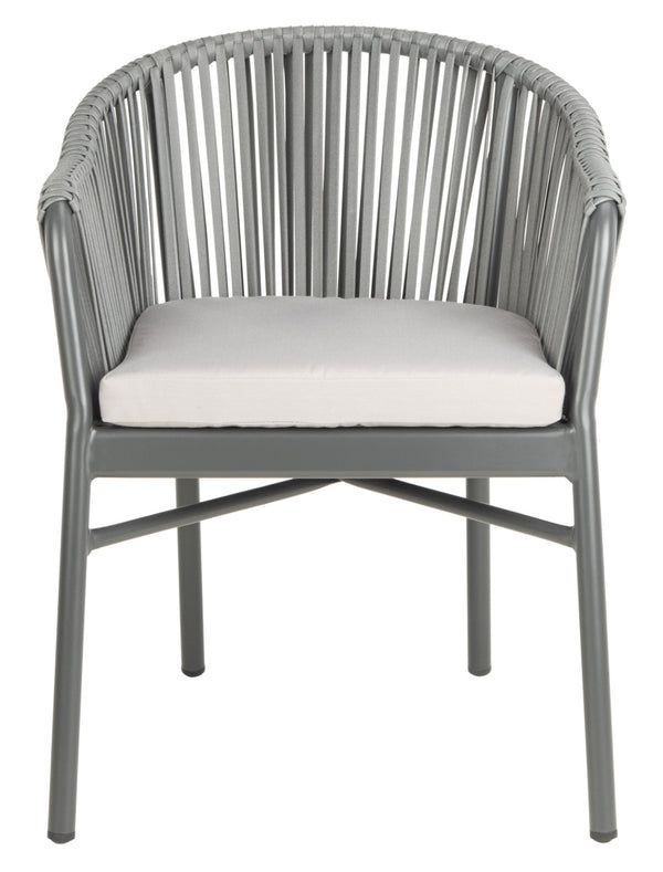 Safavieh STEFANO Contemporary Rope Chair - Grey with Cushions, Perfect for Stylish Outdoor Gatherings! PAT4026A-SET2
