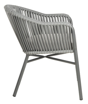 Safavieh STEFANO Contemporary Rope Chair - Grey with Cushions, Perfect for Stylish Outdoor Gatherings! PAT4026A-SET2
