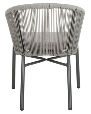 Safavieh NICOLO Stylish Grey Rope-Back Patio Chair with Cushioned Seat for Modern Outdoor Comfort & Elegance PAT4027A-SET2