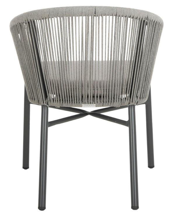 Safavieh NICOLO Stylish Grey Rope-Back Patio Chair with Cushioned Seat for Modern Outdoor Comfort & Elegance PAT4027A-SET2