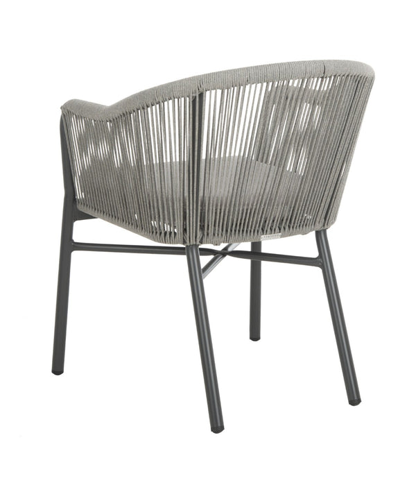 Safavieh NICOLO Stylish Grey Rope-Back Patio Chair with Cushioned Seat for Modern Outdoor Comfort & Elegance PAT4027A-SET2