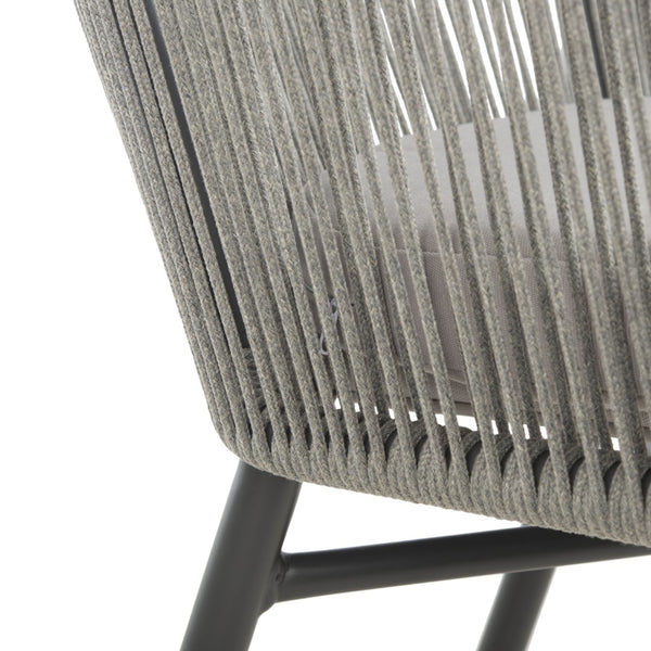 Safavieh NICOLO Stylish Grey Rope-Back Patio Chair with Cushioned Seat for Modern Outdoor Comfort & Elegance PAT4027A-SET2