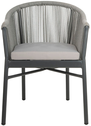 Safavieh NICOLO Stylish Grey Rope-Back Patio Chair with Cushioned Seat for Modern Outdoor Comfort & Elegance PAT4027A-SET2
