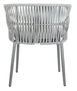 Safavieh KIYAN Rope Chair - Stylish Grey Outdoor Seating with Durable Nylon Rope & Wicker for Patios, Decks PAT4028A-SET2