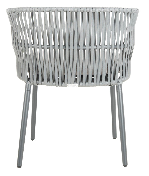 Safavieh KIYAN Rope Chair - Stylish Grey Outdoor Seating with Durable Nylon Rope & Wicker for Patios, Decks PAT4028A-SET2