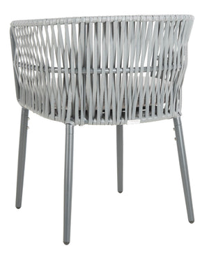 Safavieh KIYAN Rope Chair - Stylish Grey Outdoor Seating with Durable Nylon Rope & Wicker for Patios, Decks PAT4028A-SET2
