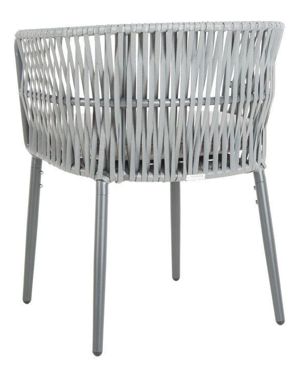Safavieh KIYAN Rope Chair - Stylish Grey Outdoor Seating with Durable Nylon Rope & Wicker for Patios, Decks PAT4028A-SET2