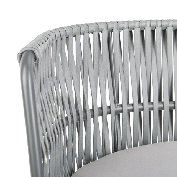 Safavieh KIYAN Rope Chair - Stylish Grey Outdoor Seating with Durable Nylon Rope & Wicker for Patios, Decks PAT4028A-SET2