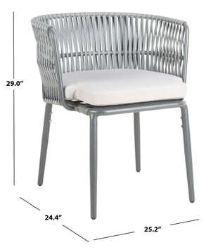 Safavieh KIYAN Rope Chair - Stylish Grey Outdoor Seating with Durable Nylon Rope & Wicker for Patios, Decks PAT4028A-SET2