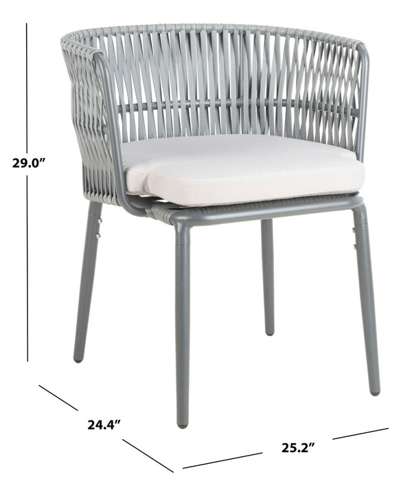 Safavieh KIYAN Rope Chair - Stylish Grey Outdoor Seating with Durable Nylon Rope & Wicker for Patios, Decks PAT4028A-SET2