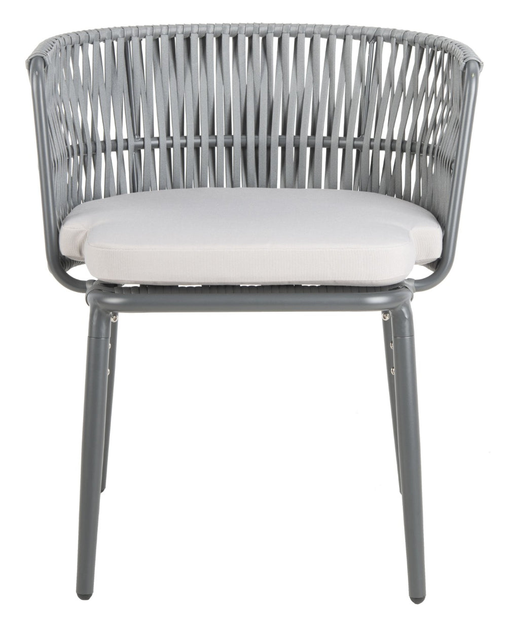 Safavieh KIYAN Rope Chair - Stylish Grey Outdoor Seating with Durable Nylon Rope & Wicker for Patios, Decks PAT4028A-SET2