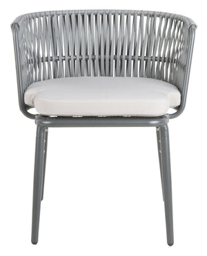 Safavieh KIYAN Rope Chair - Stylish Grey Outdoor Seating with Durable Nylon Rope & Wicker for Patios, Decks PAT4028A-SET2