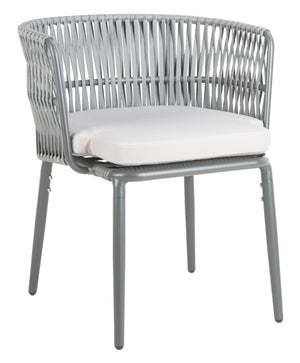 Safavieh KIYAN Rope Chair - Stylish Grey Outdoor Seating with Durable Nylon Rope & Wicker for Patios, Decks PAT4028A-SET2