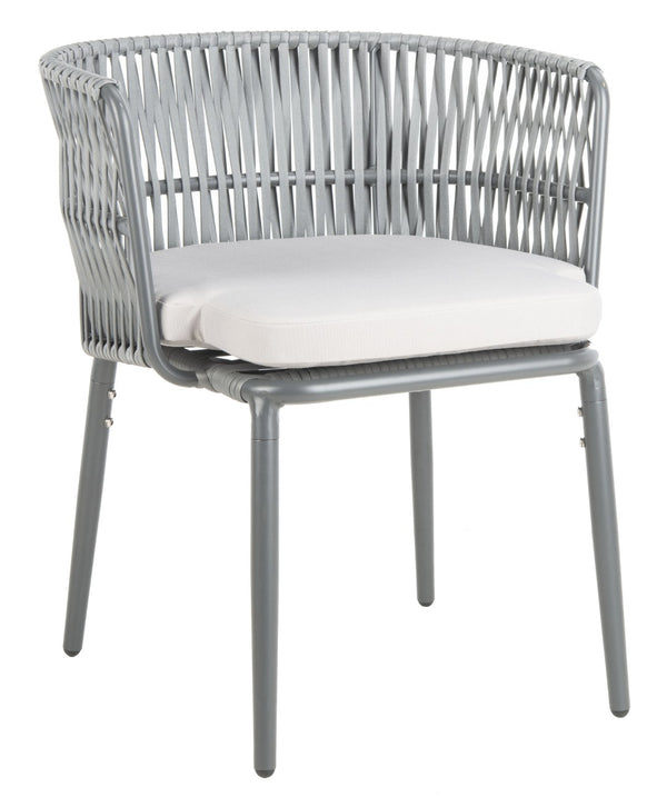 Safavieh KIYAN Rope Chair - Stylish Grey Outdoor Seating with Durable Nylon Rope & Wicker for Patios, Decks PAT4028A-SET2