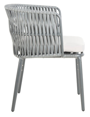 Safavieh KIYAN Rope Chair - Stylish Grey Outdoor Seating with Durable Nylon Rope & Wicker for Patios, Decks PAT4028A-SET2