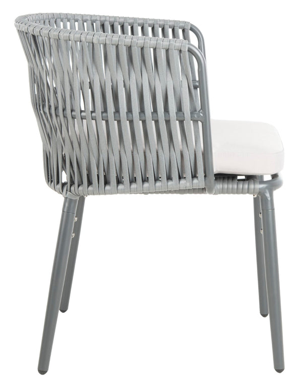 Safavieh KIYAN Rope Chair - Stylish Grey Outdoor Seating with Durable Nylon Rope & Wicker for Patios, Decks PAT4028A-SET2