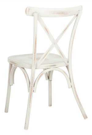 Safavieh ELIA Coastal Distressed White Patio Chair - Ergonomic Outdoor Seating with Durable, Weather-Ready Design PAT4029A-SET2